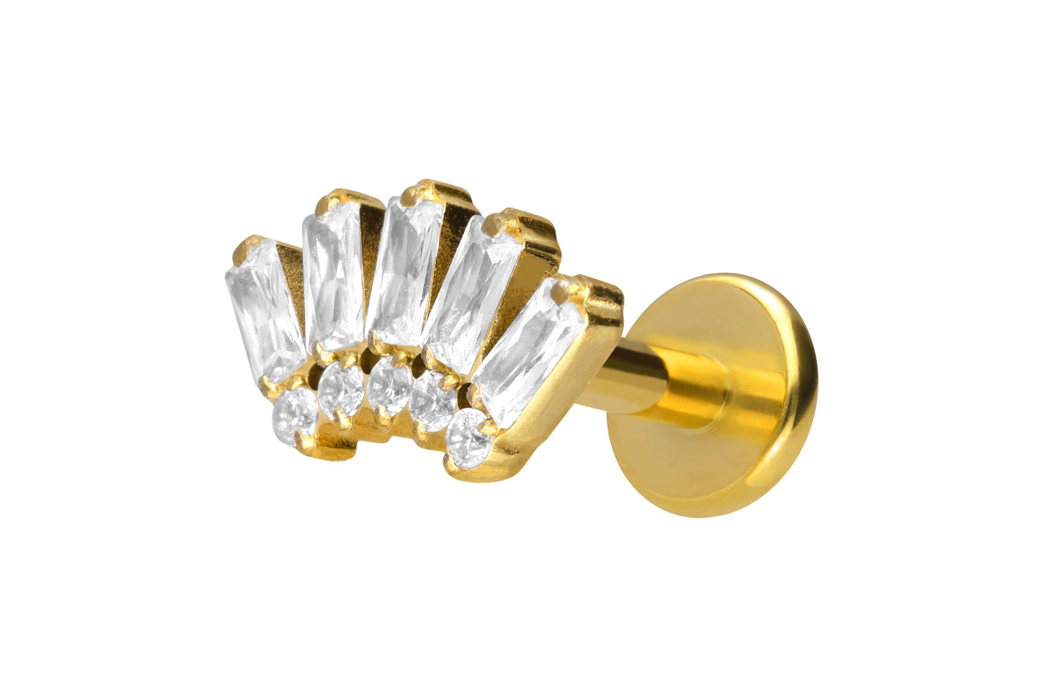 Titan Labret Piercing mit Push Fit 10 EINGEFASSTE KRISTALLE